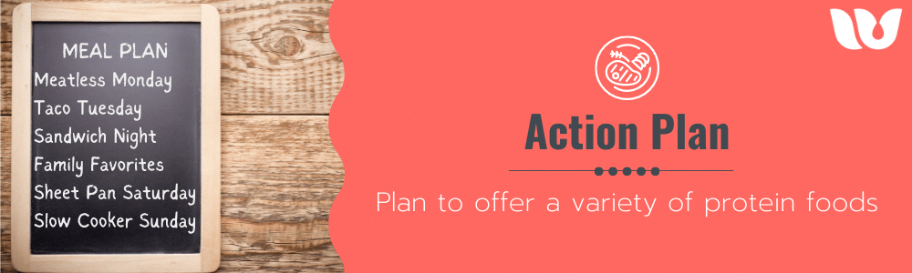 Action Plan; Plan to offer a variety of protein foods